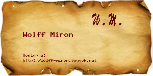 Wolff Miron névjegykártya